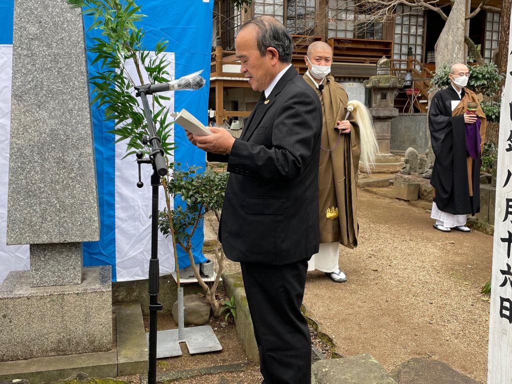 くまもと植木市振興会会長・宮原國臣さんによる祭文奉呈