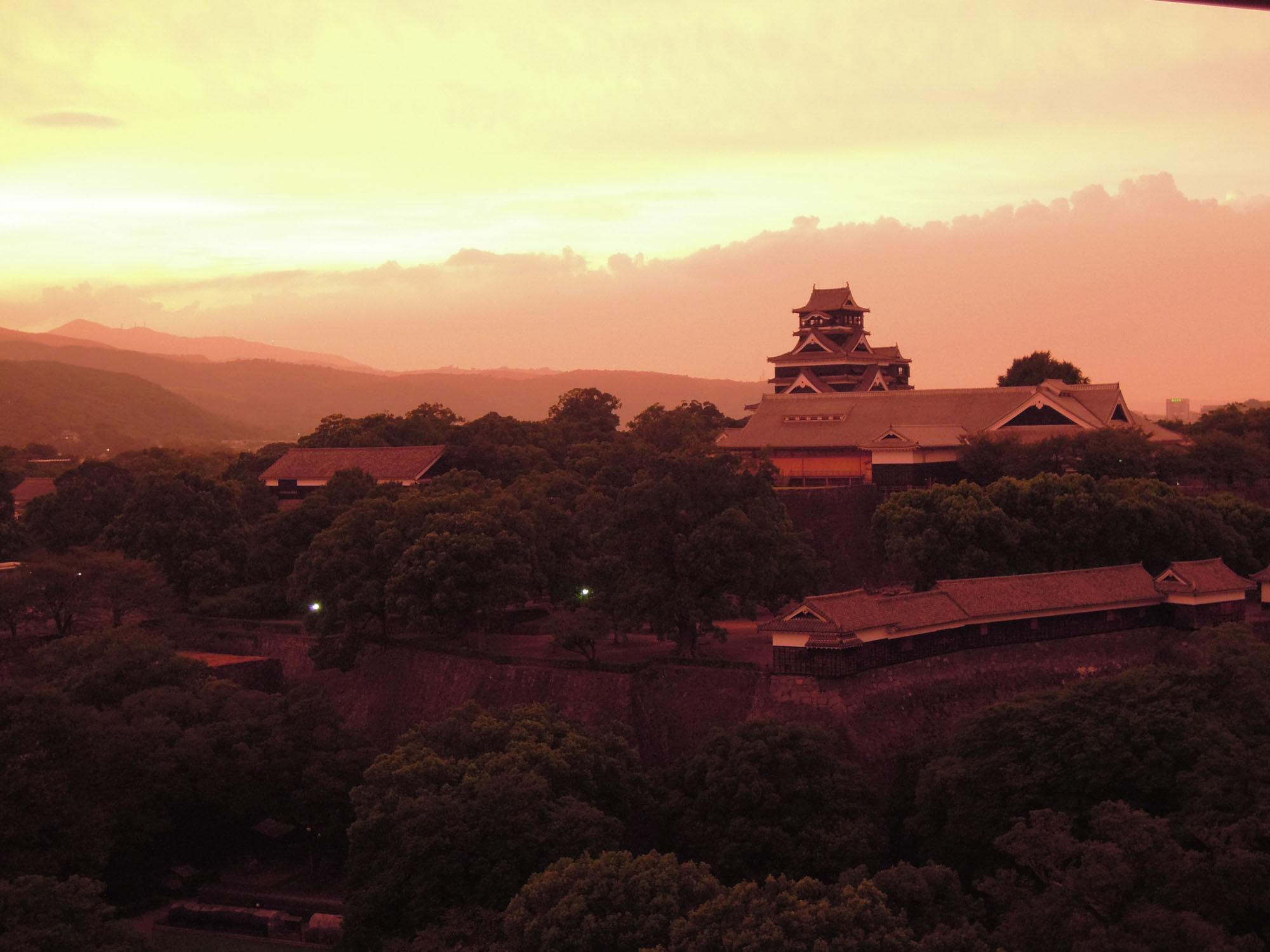 熊本城　夕焼け